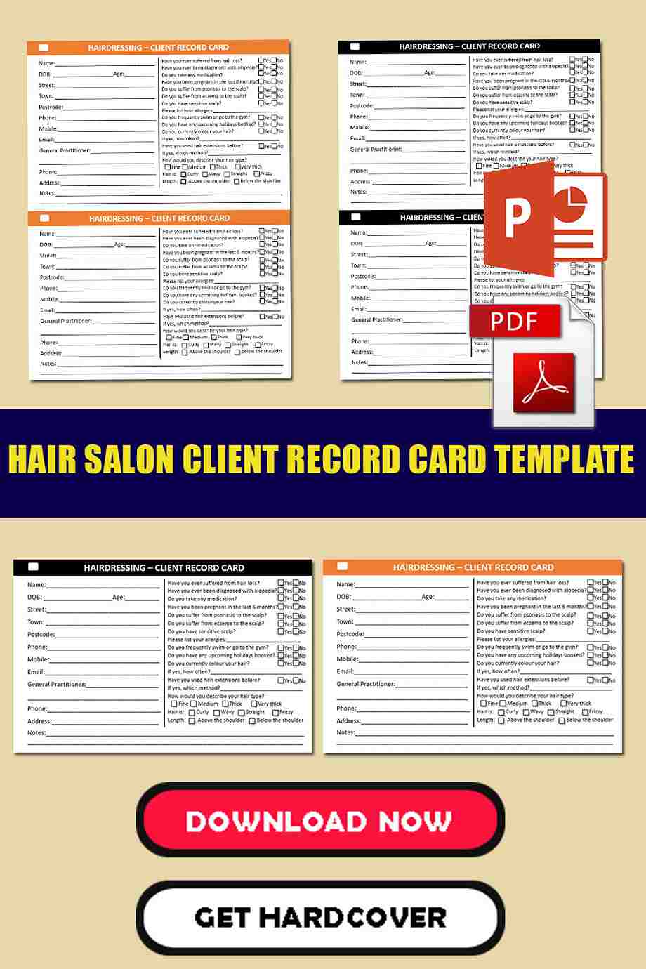 Salon Client Record Card